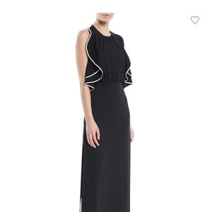 Halston Heritage open back ruffle gown